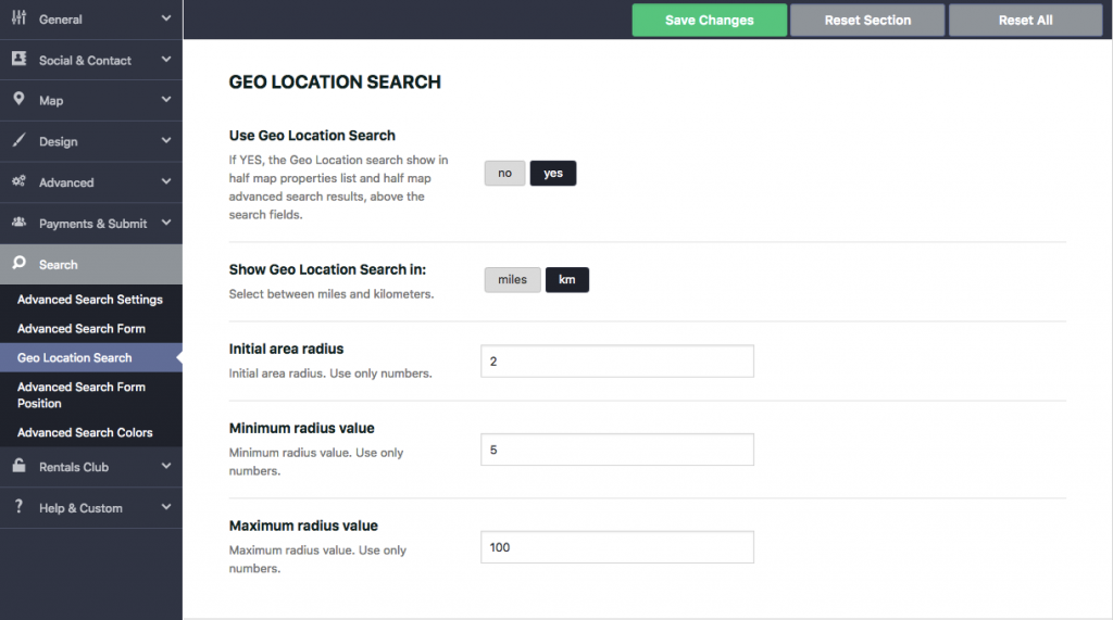 Radius Geolocation Search in Wp Rentals
